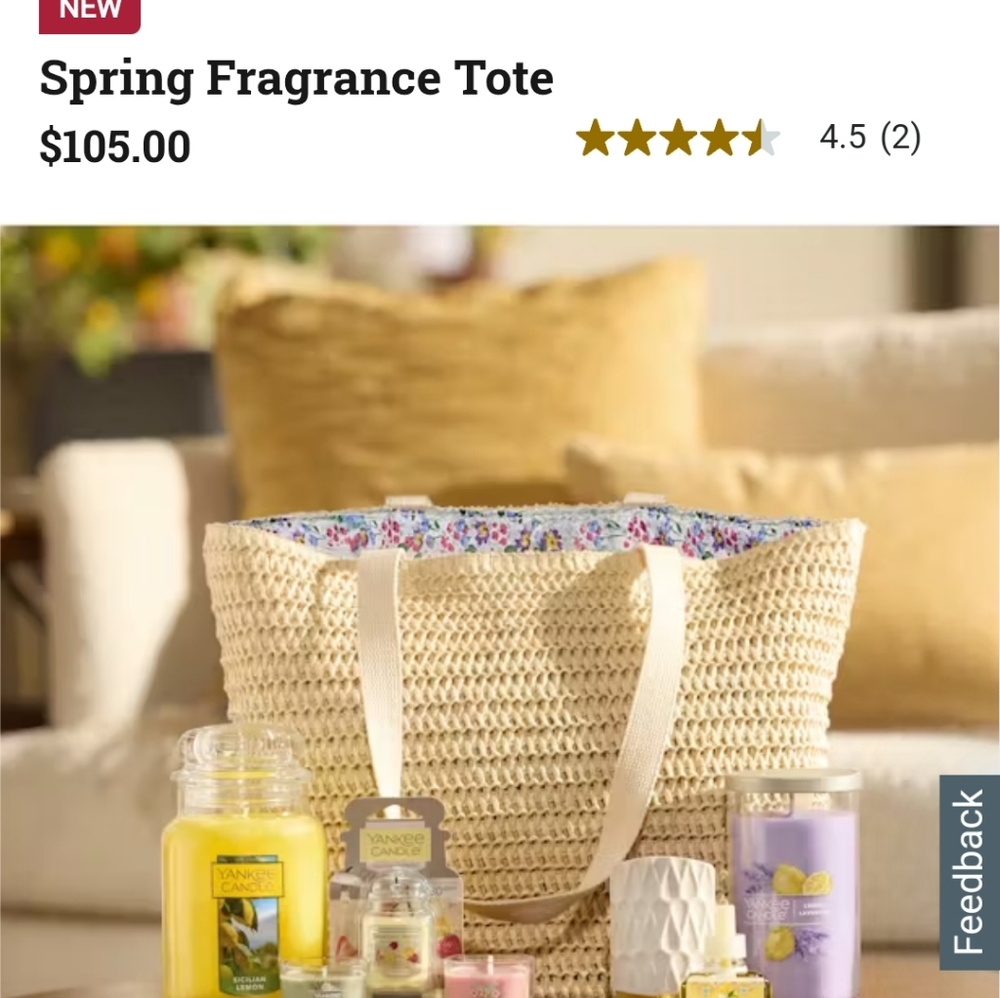 Yankee Beige Woven Tote with Candle Set - Picture 2 of 6